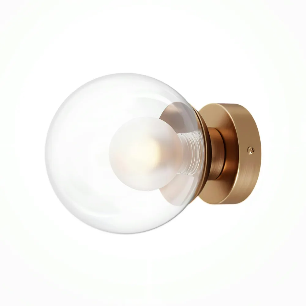 Appliques|DELTONA Applique globe en verre avec base or mat, 15 cm