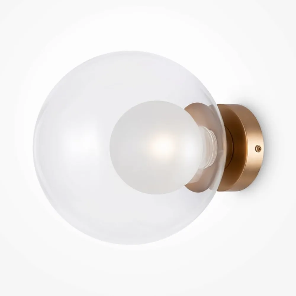 Appliques|DELTONA Applique globe en verre avec base or mat, 20 cm