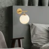 Appliques|SIERRE Applique murale art déco dorée, globe blanc sur tige