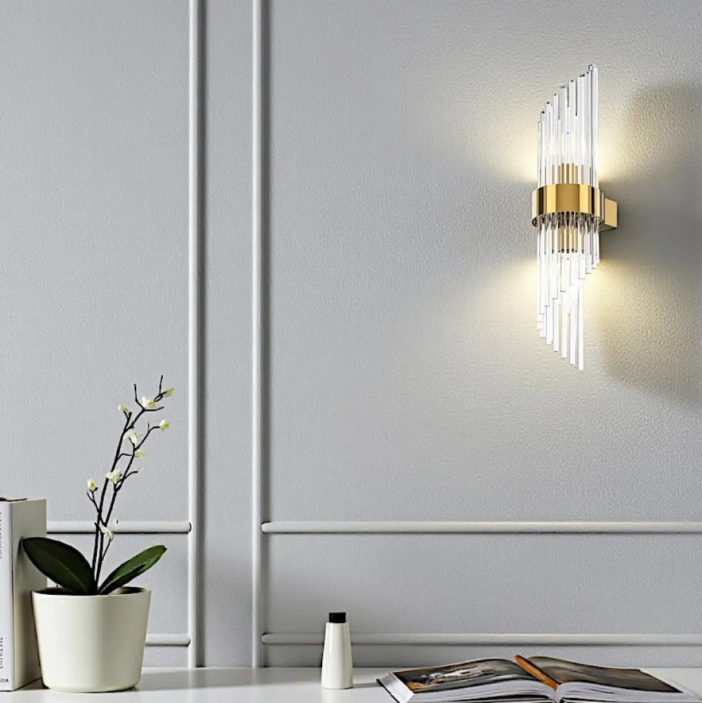 Appliques|ELMA Applique murale Art Déco – verre cannelé et doré