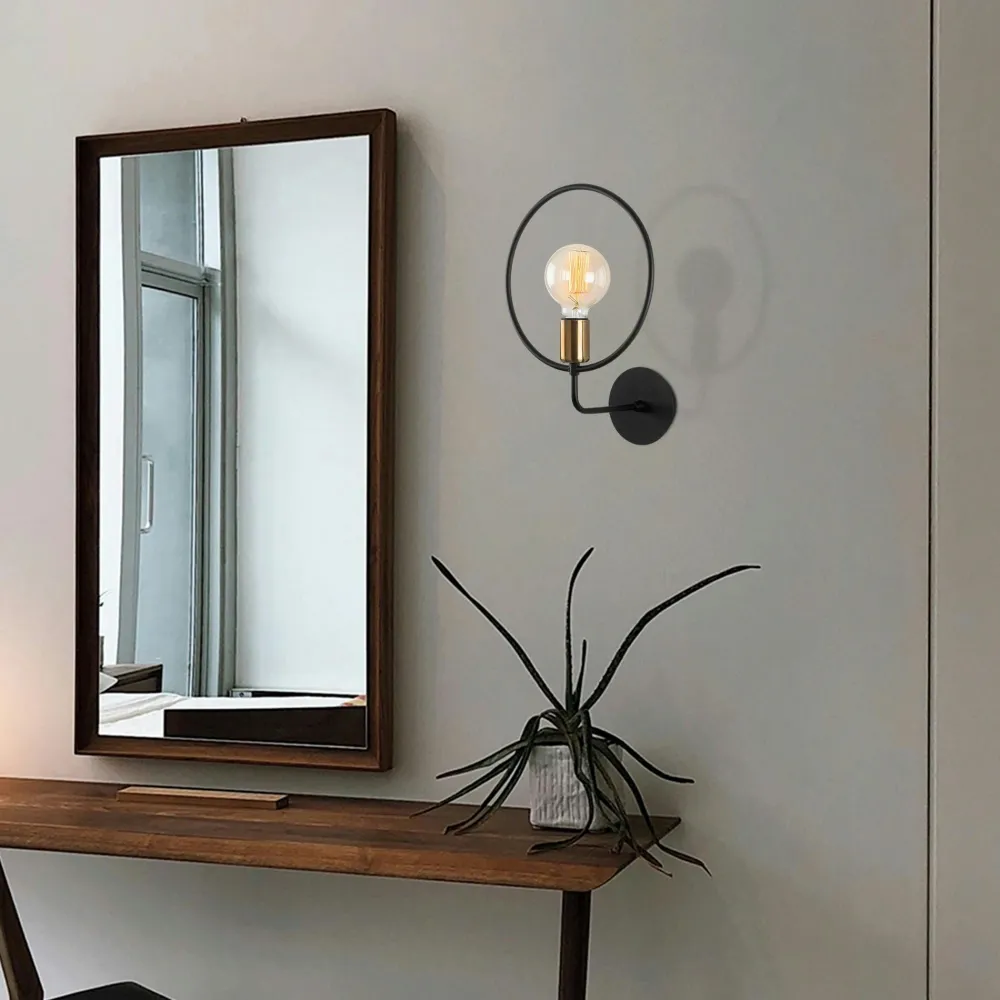 Appliques|SFAX Applique murale design noire, anneau & douille dorée