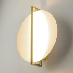 Appliques|WINDER Applique murale dorée – disque blanc minimaliste