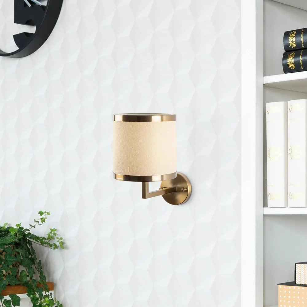 Appliques|ZURICH Applique murale moderne, abat-jour écru bord métal