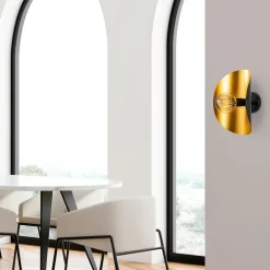 Appliques|SIERRE Applique murale moderne dorée, globe verre sur tige