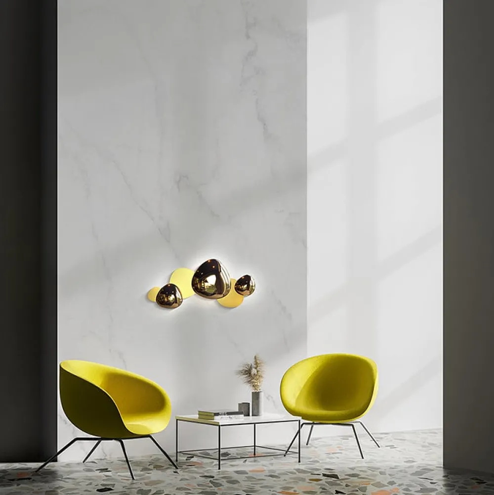 Appliques|ELY Applique murale moderne, galets argent brillants et mats