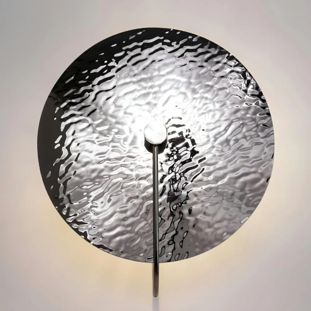 Appliques|CALERA Applique verre moderne – disque argenté effet vague