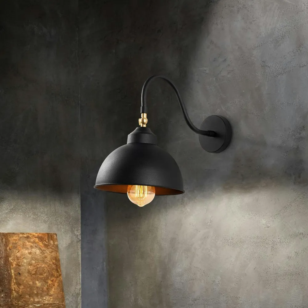 Appliques|SILE Applique vintage noir mat, abat-jour orientable