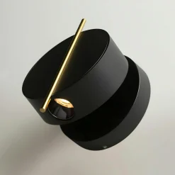 Appliques|MESA Applique murale design noire & or – bloc rond orientable 