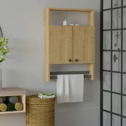 Meubles De Salle De Bains·Rangement Salle De Bains|Meubles De Salon·Etagères Murales|MARFA Armoire de toilette anthracite 1 porte-serviettes