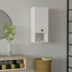 Meubles De Salle De Bains·Rangement Salle De Bains|Meubles De Salon·Etagères Murales|MARFA Armoire de toilette blanche, 1 porte 1 niche