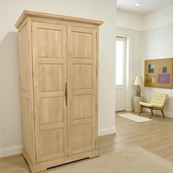 Armoires Vintage|Armoires En Bois|Helena Armoire dressing 2 portes hévéa 110x62x195cm