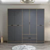 Armoires En Bois|Meubles De Chambre·Dressings|BYRON Armoire dressing chambre effet bois, 8 portes grises