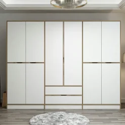 Armoires En Bois|Meubles De Chambre·Dressings|BYRON Armoire dressing chambre effet bois & gris 277 cm