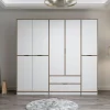 Armoires En Bois|Meubles De Chambre·Dressings|BYRON Armoire dressing chambre effet bois, 8 portes blanches