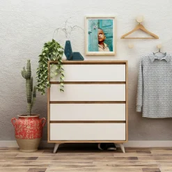 Armoires En Bois|Meubles De Chambre·Dressings|BYRON Armoire dressing chambre effet bois, 8 portes blanches