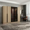 Armoires En Bois|Meubles De Chambre·Dressings|BYRON Armoire dressing design effet bois 2 portes vitrées