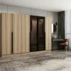 Armoires En Bois|Meubles De Chambre·Dressings|BYRON Armoire dressing design effet bois 2 portes verre L 270 cm