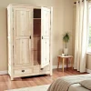 Armoires Vintage|Armoires En Bois|Tessa Armoire Hévéa 2 portes, 2 tiroirs 120x56x196cm