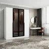 Armoires En Bois|Meubles De Chambre·Dressings|BYRON Armoire penderie blanche 2 portes vitrées H 210 cm