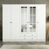Armoires En Bois|Meubles De Chambre·Dressings|BYRON Armoire penderie blanche à moulures, 5 portes 2 miroirs