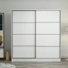 Armoires En Bois|Meubles De Chambre·Dressings|BYRON Armoire penderie blanche portes coulissantes L.180 cm