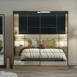 Armoires En Bois|Meubles De Chambre·Dressings|BYRON Armoire penderie blanche portes coulissantes L.180 cm