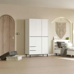Armoires En Bois|Meubles De Chambre·Dressings|BYRON Armoire penderie blanche style moderne - 3 portes