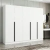 Armoires En Bois|Meubles De Chambre·Dressings|BYRON Armoire penderie blanche, 5 portes rainurées 3 portants