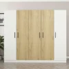 Armoires En Bois|Meubles De Chambre·Dressings|BYRON Armoire penderie blanche, 3 portes effet bois 3 portants