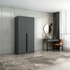 Armoires En Bois|Meubles De Chambre·Dressings|BYRON Armoire penderie design gris rainuré - 2 portes