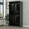 Armoires En Bois|Meubles De Chambre·Dressings|BYRON Armoire penderie grise vitrée - 2 portes H.210 cm
