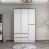 Armoires En Bois|Meubles De Chambre·Dressings|BYRON Armoire penderie moderne - 4 portes blanches L.140 cm