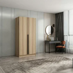 Armoires En Bois|Meubles De Chambre·Dressings|BYRON Armoire penderie moderne effet bois - 2 portes
