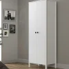 Armoires En Bois|BYRON Armoire penderie étroite blanche, 2 portes 1 étagère