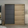 Armoires En Bois|Meubles De Chambre·Dressings|BYRON Armoire portes coulissantes effet bois, 1 face grise