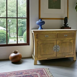 Buffets Bas|Buffet Bas|Maori Bahut bas asiatique 2 portes hévéa 98cm