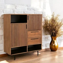 Buffets Contemporains|Buffets Contemporains|FANO Bahut contemporain teck recyclé 3 portes rainurées