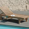 Transats / Bains De Soleil|SUMMER Bain de soleil transat jardin en Teck massif 205cm