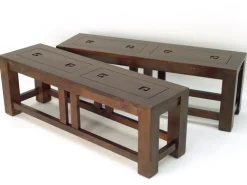 Sellettes En Métal|Tables Basses Gigognes|Tessa Banc 125 cm en bois massif hévéa (lot de 2)