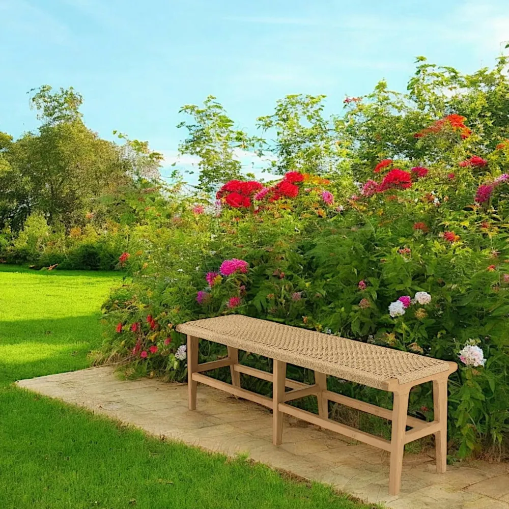 Bancs De Jardin|SUMMER Banc de jardin assise tressée et teck 151 cm