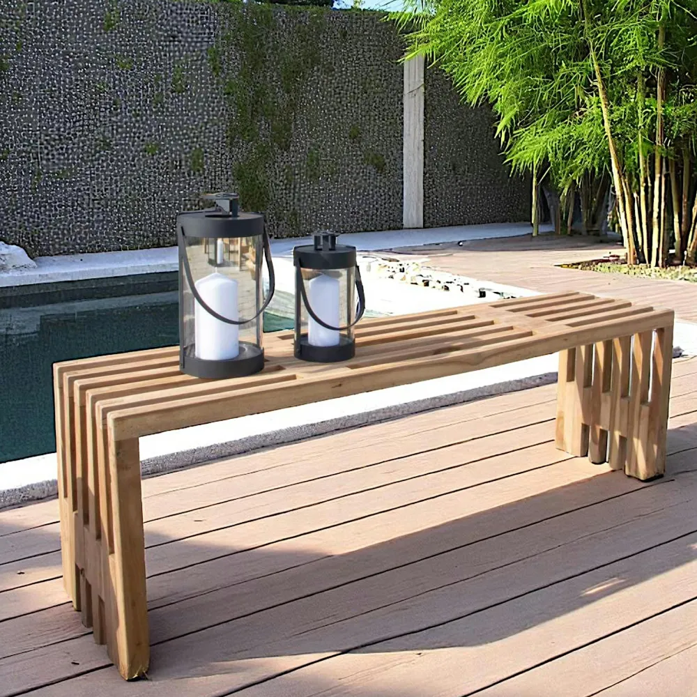 Bancs De Jardin|MENDOZA Banc de jardin en bois de teck sans dossier 90 cm