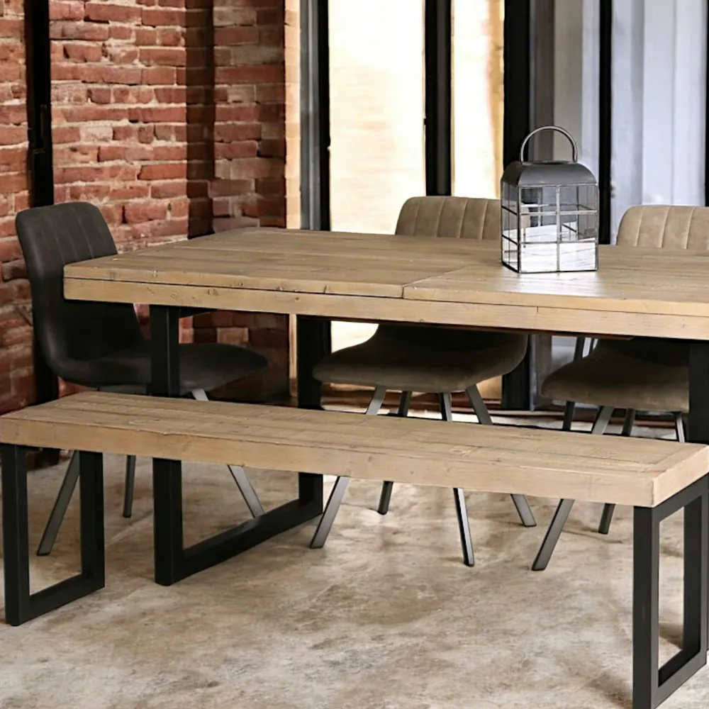 Bancs Industriels|AUCKLAND Banc de table en bois recyclé 155 cm