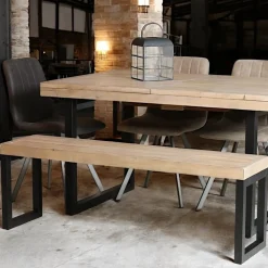 Bancs Industriels|AUCKLAND Banc de table en bois recyclé 155 cm