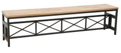 Bancs Industriels|Loft / Loft Colors Banc en Hévéa recyclé naturel et pieds métal avec croisillons 180x36x45cm LOFT