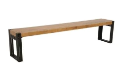 Bancs Industriels|Docker Banc hévéa recyclé naturel et métal noirci 205X36X45cm