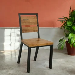 Bancs Industriels|Docker Banc hévéa recyclé naturel et métal noirci 205X36X45cm