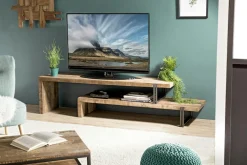 Meubles Tv En Bois|Swing Banc tv bois recyclé 2 niveaux