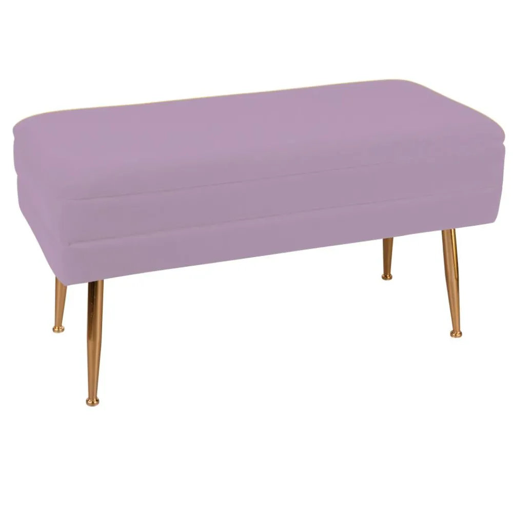 Banquettes Et Loveuses|TIM Banquette 2 places tissu rose pieds dorés