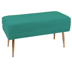 Banquettes Et Loveuses|TIM Banquette 2 places tissu vert pieds dorés