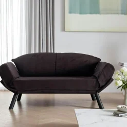 Canapés 2 Places|Canapés Convertibles|LUCCA Banquette-lit noire - format compact